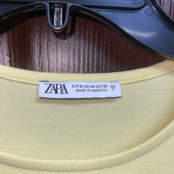 Zara Puff Voluminous Ruffle Poplin Sleeve Bodycon Mini Dress Pastel Yellow Sz M - Picture 10 of 16